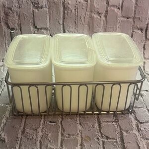 Vintage Hazel Atlas Milk Glass Refrigerator Dish with Lid and Basket